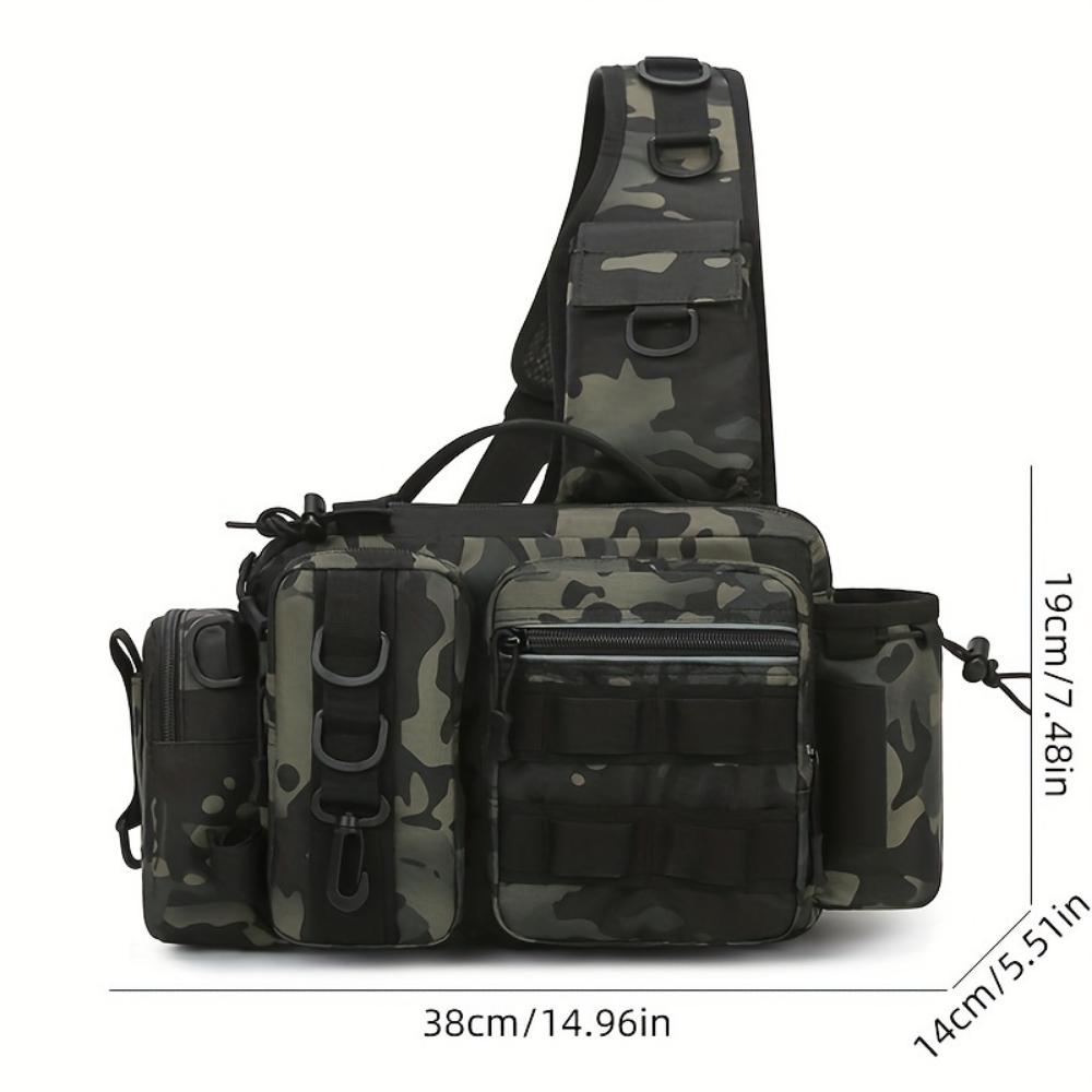 Outdoor Fishing Backpack, Shoulder Crossbody Fishing Tackle Bag, Adjustable Belt Design, Suitable for Fishing, Hiking, Camping