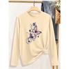 Women's elegant long sleeves Watercolor butterfly flocking art pattern printed round neck Comfortable, soft, and breathable new style Fashionable,