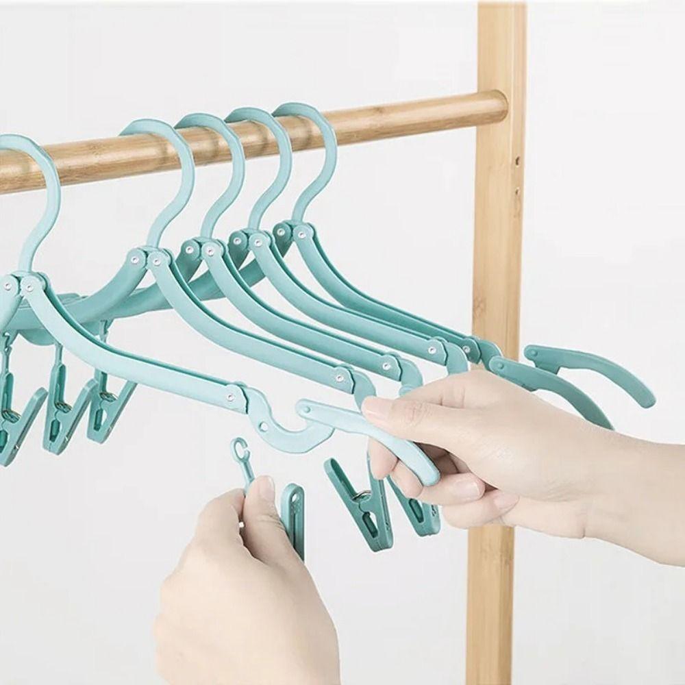 Non-Slip Foldable Clothes Hanger 12 Clips Collapsible Clothes Hanger Laundry Use