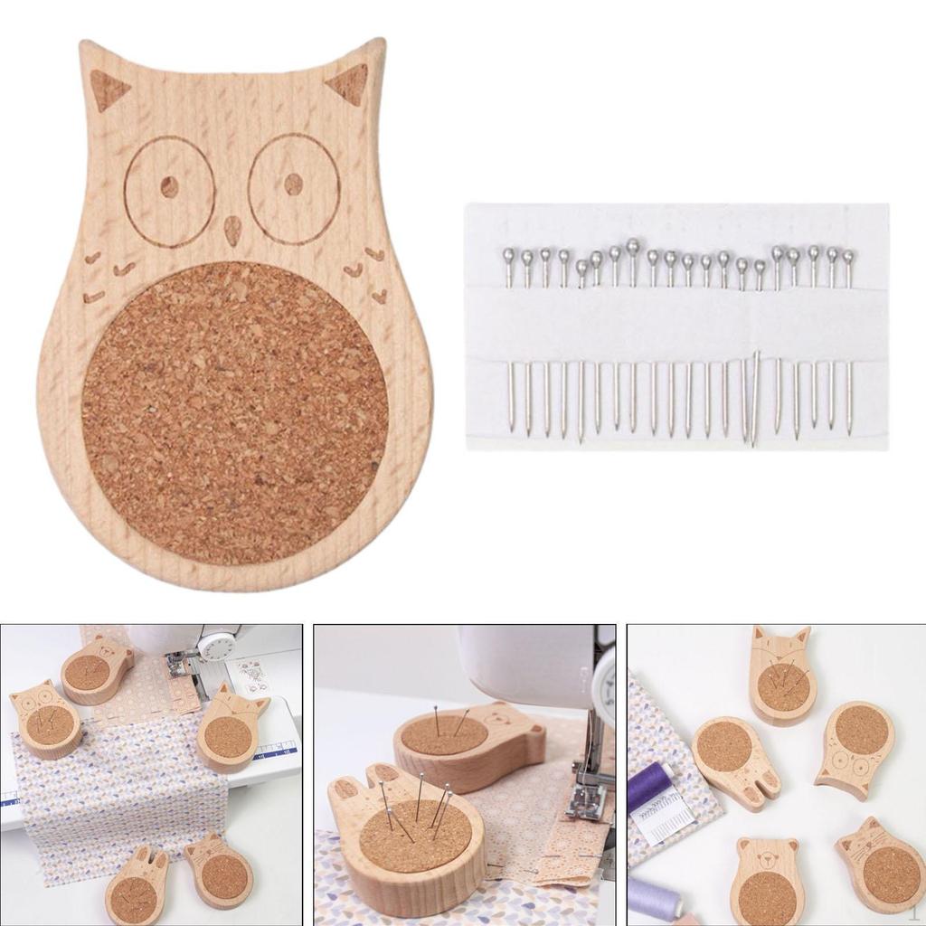 Pin Cushion Needle Organizer Wooden Crafting Supplies Lightweight Holder Pad for