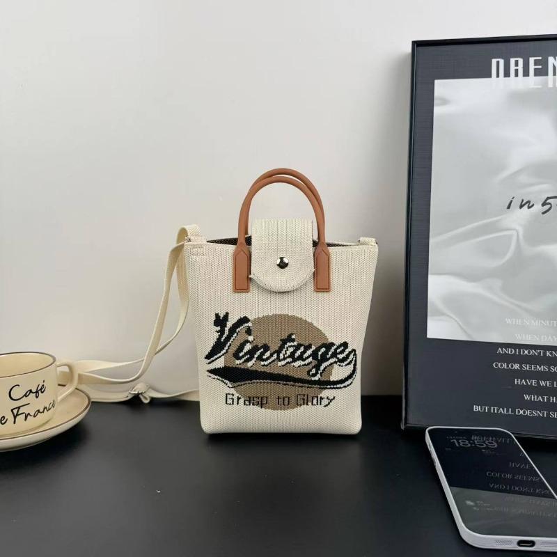New knitted mobile phone bag, high-end handbag, women's messenger bag, adjustable versatile, convenient and large-capacity bag