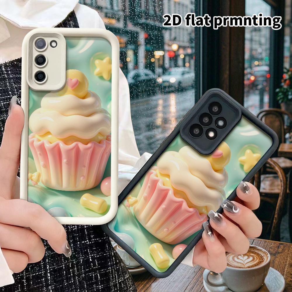 Phone Case: 2D Flat Design Suitable for Samsung Galaxy A34 A35 M05 M06 S20 S22 S21 FE Plus 5G Protective Case, Cupcake, Christmas and Halloween, Perfe