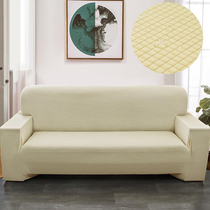 Waterproof Elastic Sofa Cover Cover Full Package Solid Color Thickened Corn Lint Polar Fleece Single and Double Three or Four People