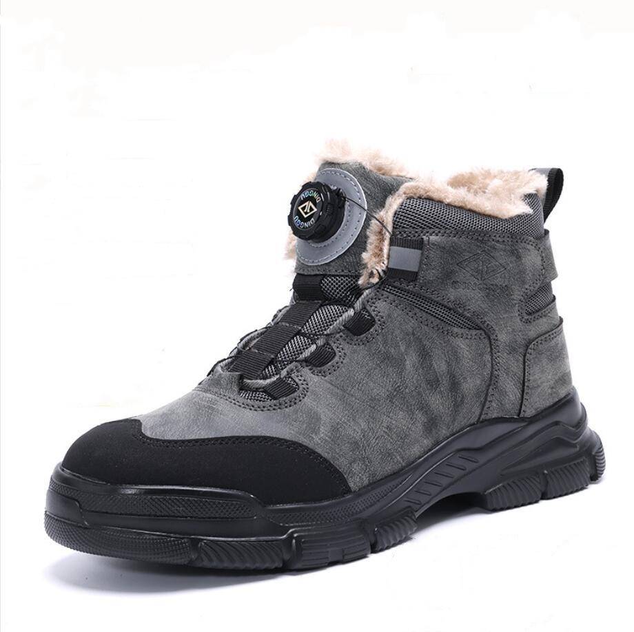 Fashion Rotating Buttons Work Boots Men Steel Toe Shoes Safety Boots Puncture-Proof Protective Shoes Waterproof Indestructible Shoes New
