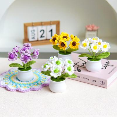 4Pcs Potted Plants Crochet Starter Kit with Step-by-Step Video Tutorials Knitting Kit Crochet Set for Beginners