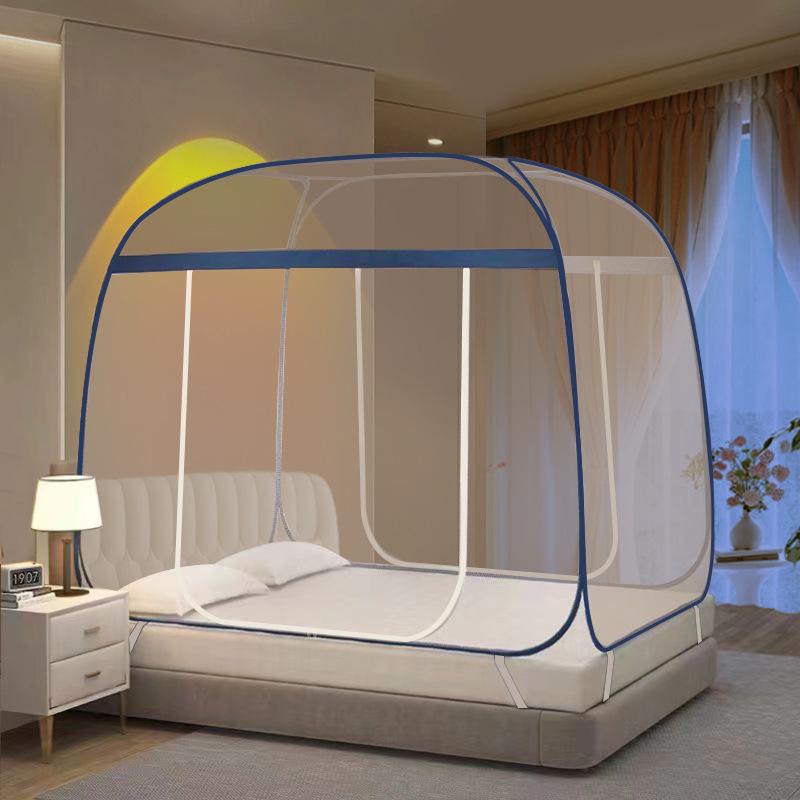 Mongolian Yurt Mosquito Net Tent - Foldable, Free Installation, Mosquito-Proof for Dormitory Bunk Bed with Three Doors