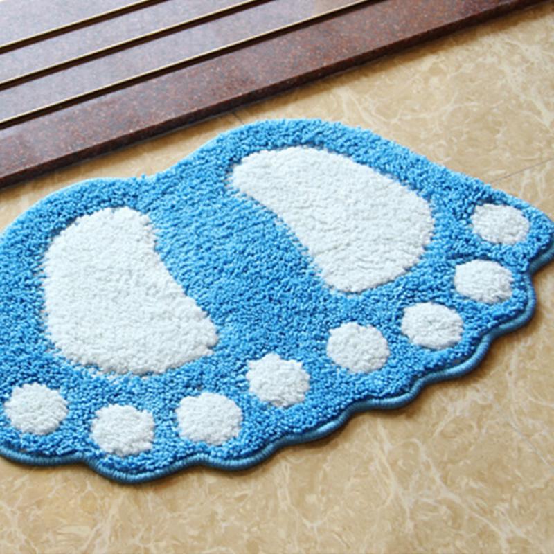 

Новые нескользящие коврики для ванной комнаты, толстый коврик для ванной комнаты, коврики с принтом ног, защитные коврики для пола в туалете, противоскользящий коврик для ванной 40*60, дверной коврик about 40x60cm синий