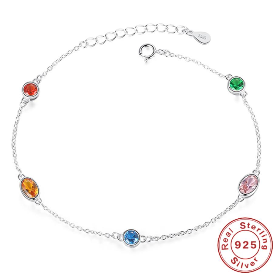 

Мода 100% 925 Серебряный Многоцветный Круглый Цепной Браслет Для Женщин Свадьба Помолвка Изящные Ювелирные Изделия