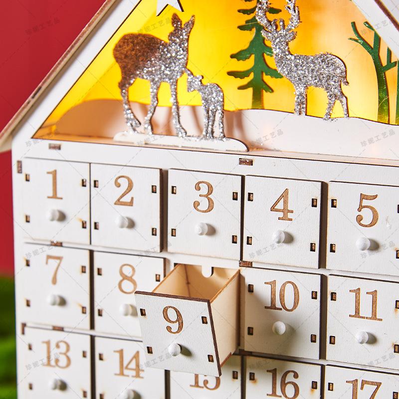White 24-Day Christmas Countdown Calendar Ornament for Home Decorations