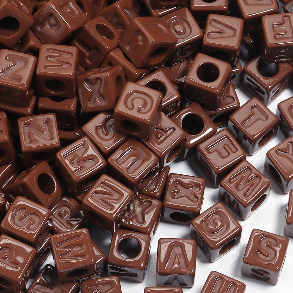 50pcs/lot 12mm Acrylic Square Alphabet Beads Solid Color Large Hole Loose Letter Beads For DIY Handcraft Bracelet Necklace