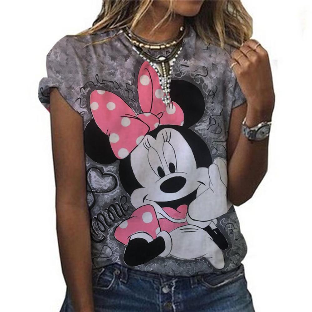 

Футболка Микки 90-х Y2k Футболка с принтом шляпы Минни Маус Женская модная футболка Женская одежда Каваи Дисней Футболка S