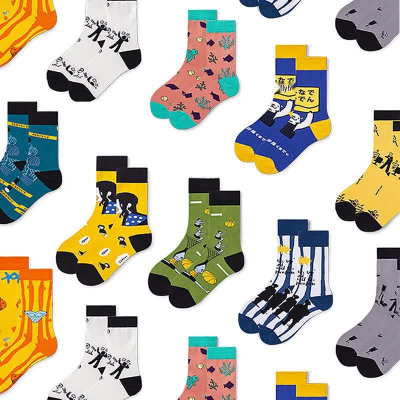 Langsha Unisex Combed Cotton Mid-Calf Trendy Socks