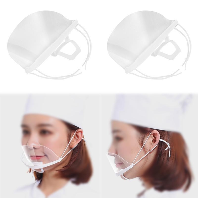 Easy Wear Transparent Anti Fog Mouth Shield 10/30/50PCS Reusable Clear Face Cover for Catering Bar Staff