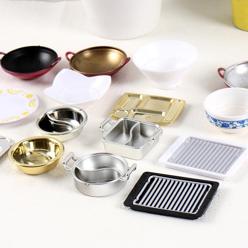 Mini Miniature Simulation Plate Small Bowl Tableware Diy Food Play Accessories Mini Container Play House Kitchen Toys