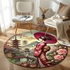 Vintage Round Peacock Multicolor Accent Rug, Non-Slip Floor Mat for Bathroom