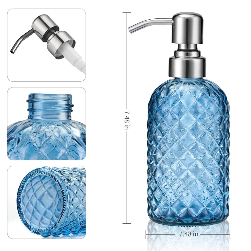 450ml Stainless Steel Glass Soap Bottle Bathroom Soap Dispenser Refillable Liquid Glass Shower Gel Bottle Liquid Soap Dispenser