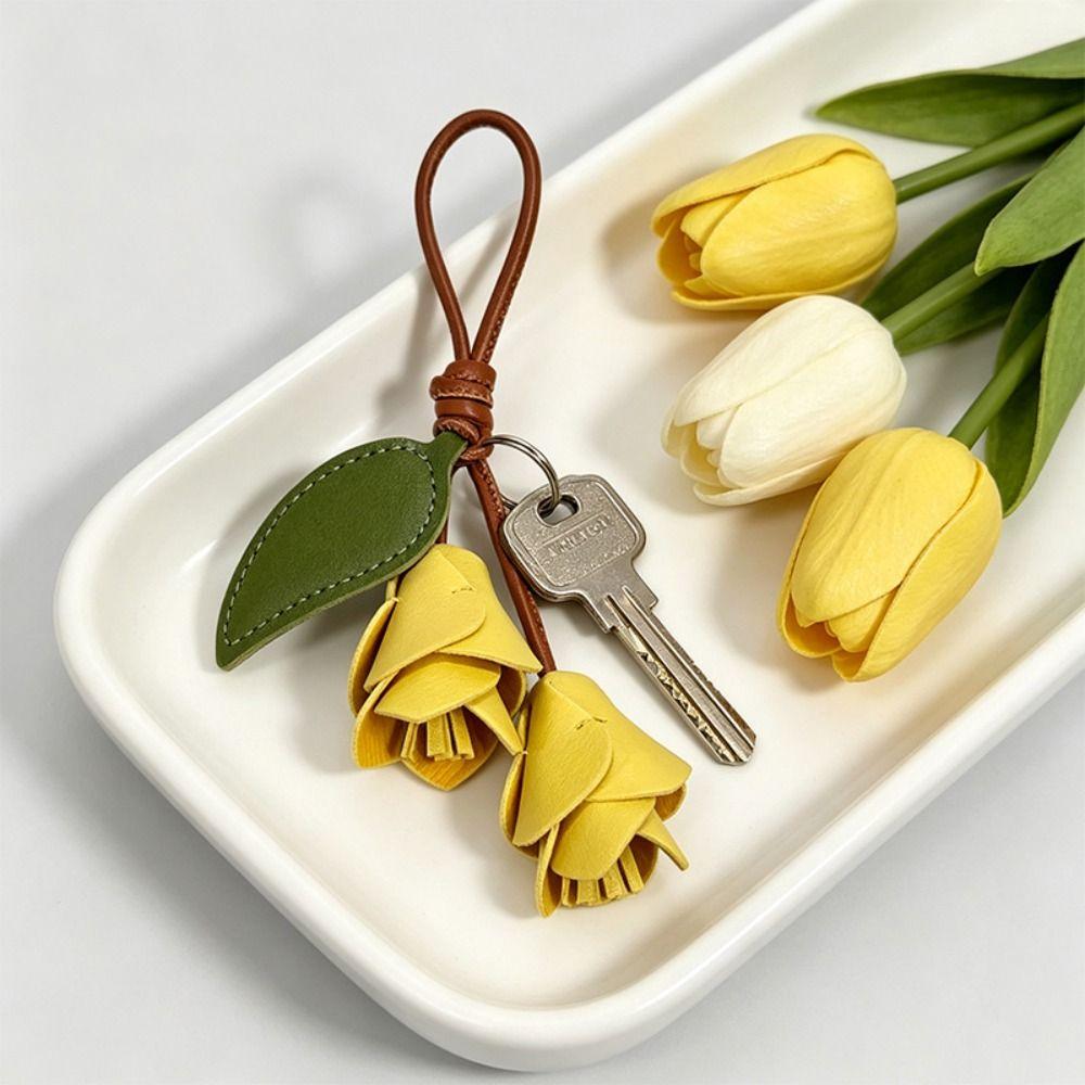 Hanger Pu Leather Tulip Pendant Colorful Bag Charm Trendy Bag Decoration  Women