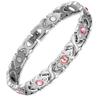 Bracelet Magnétique Santé Rose Doré Punk 8mm Zircon Rose Bijou pour Femme Hiphop Acier Inoxydable Chaîne Biker Moto Bracelet