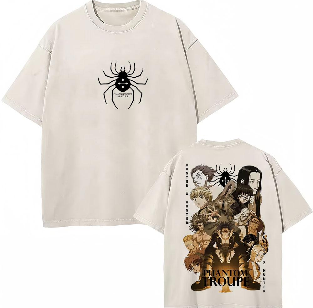 Washed Hunter X Hunter Phantom Troupe Tshirt Chrollo Lucilfer Feitan Potoo T Shirts Men Women Cotton Oversized Harajuku T Shirt