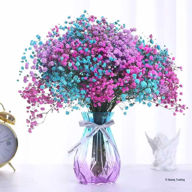 Baby's Breath Dried Flower Bouquet - Real Decorative Flowers for Living Room and Gift Packaging