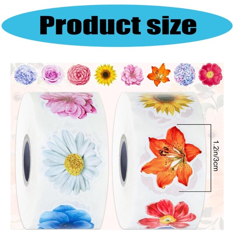 500Pieces Flower Sticker Adhesive Seal Sticker Wrapping Label for Notebook Journal Album Packaging Scrapbooking Sticker