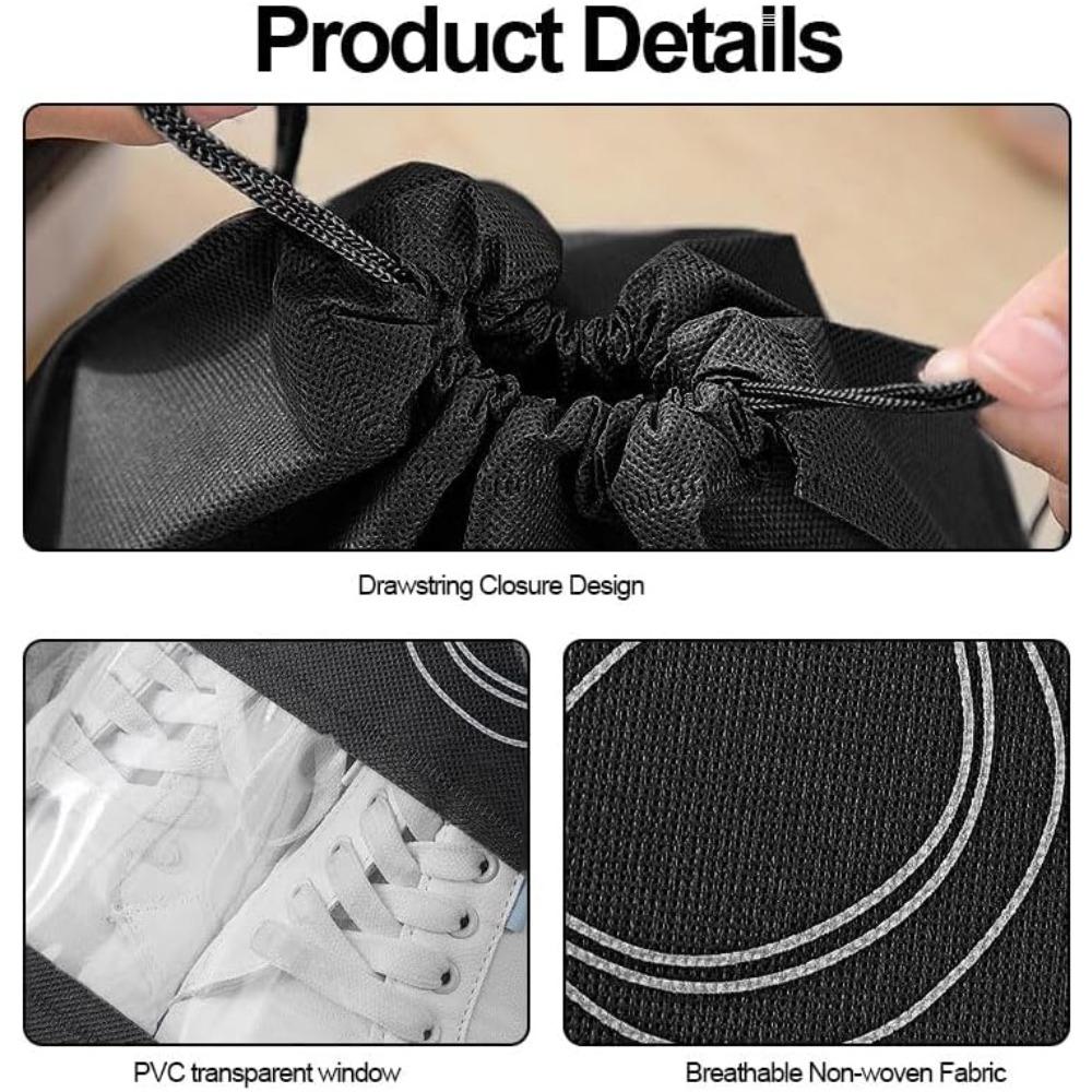 2 Pcs Waterproof Travel Drawstring Shoe Bags, Clear Panel & Sneaker Graphic, Shoe Bags for Packing, Storage, Travel Essentials