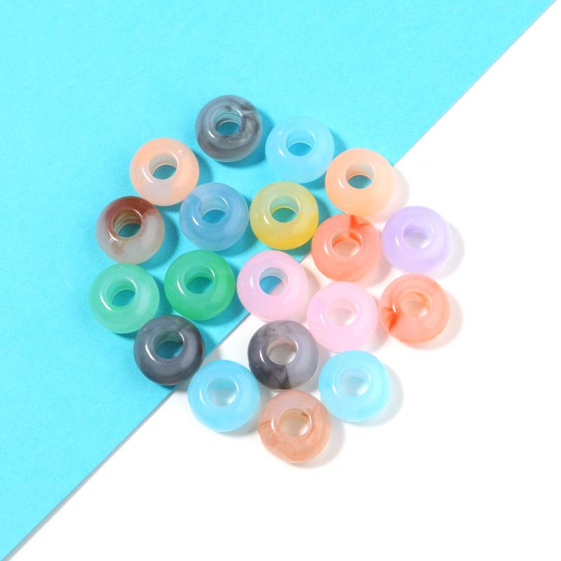 50Pcs Round Acrylic Beads Donut Shape Beads Imitation Jade Stone Loose Bead For Necklace Bracelet Charms Jewelry Making Supplies