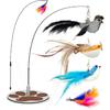 Interactive Cat Toy for Indoor,Metal Base Cat Toy,Cat Wand Toy Bird Simulation Toys Feather Toy 6 PCS Cat Toy Set