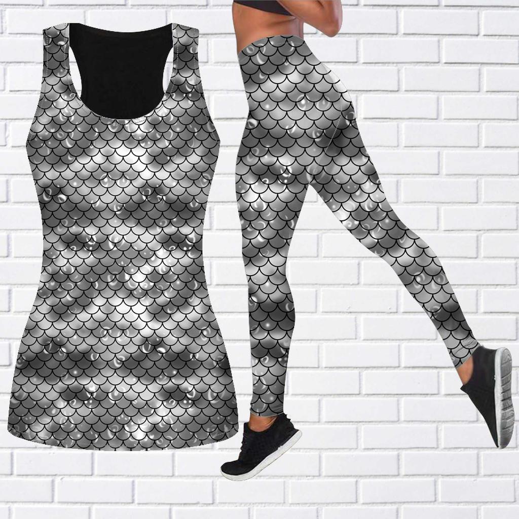 Red Scale Print Yoga Outfit for Women Fashion Workout Leggings Fitness Sports Casual Yoga Pants