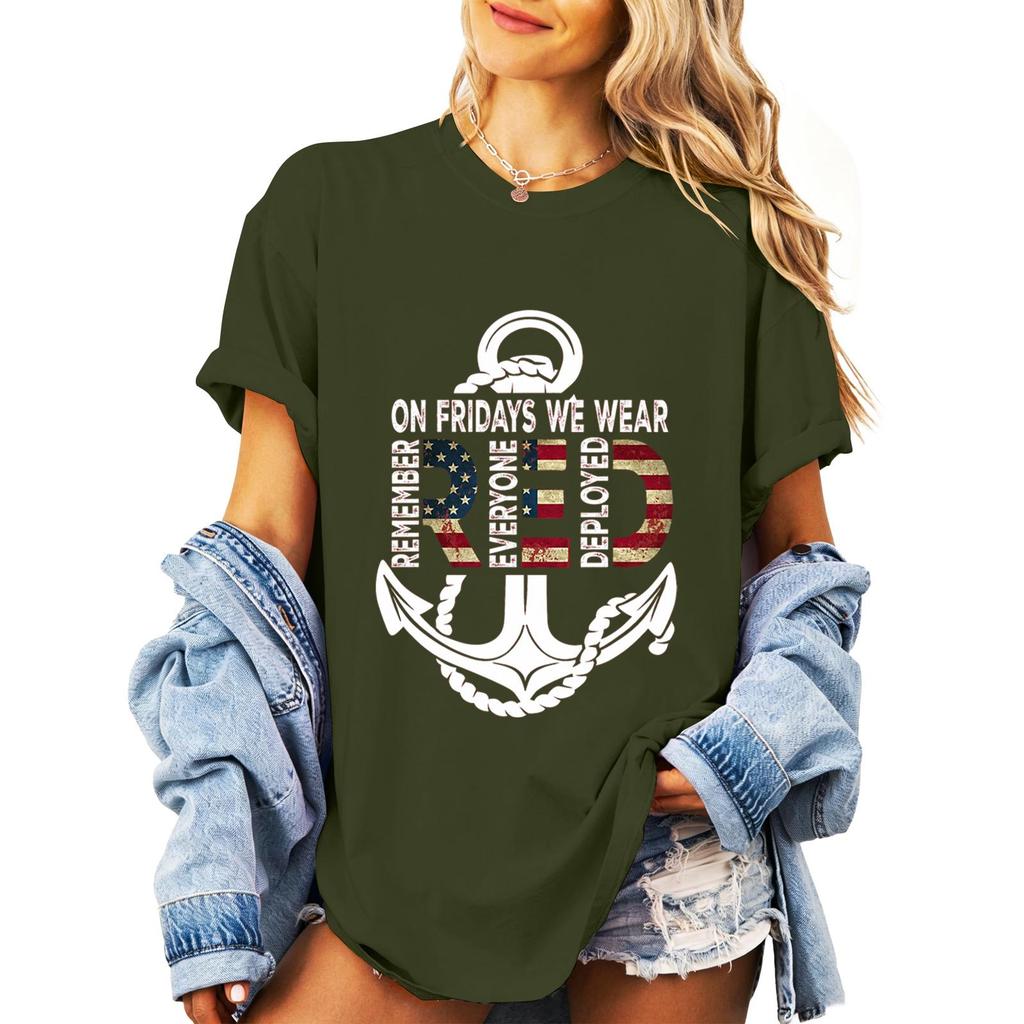 Women's Casual Short Sleeve T-Shirt Loose Fit Crew Neck Graphic Print Top Comfortable Summer Tee for Daily Wear