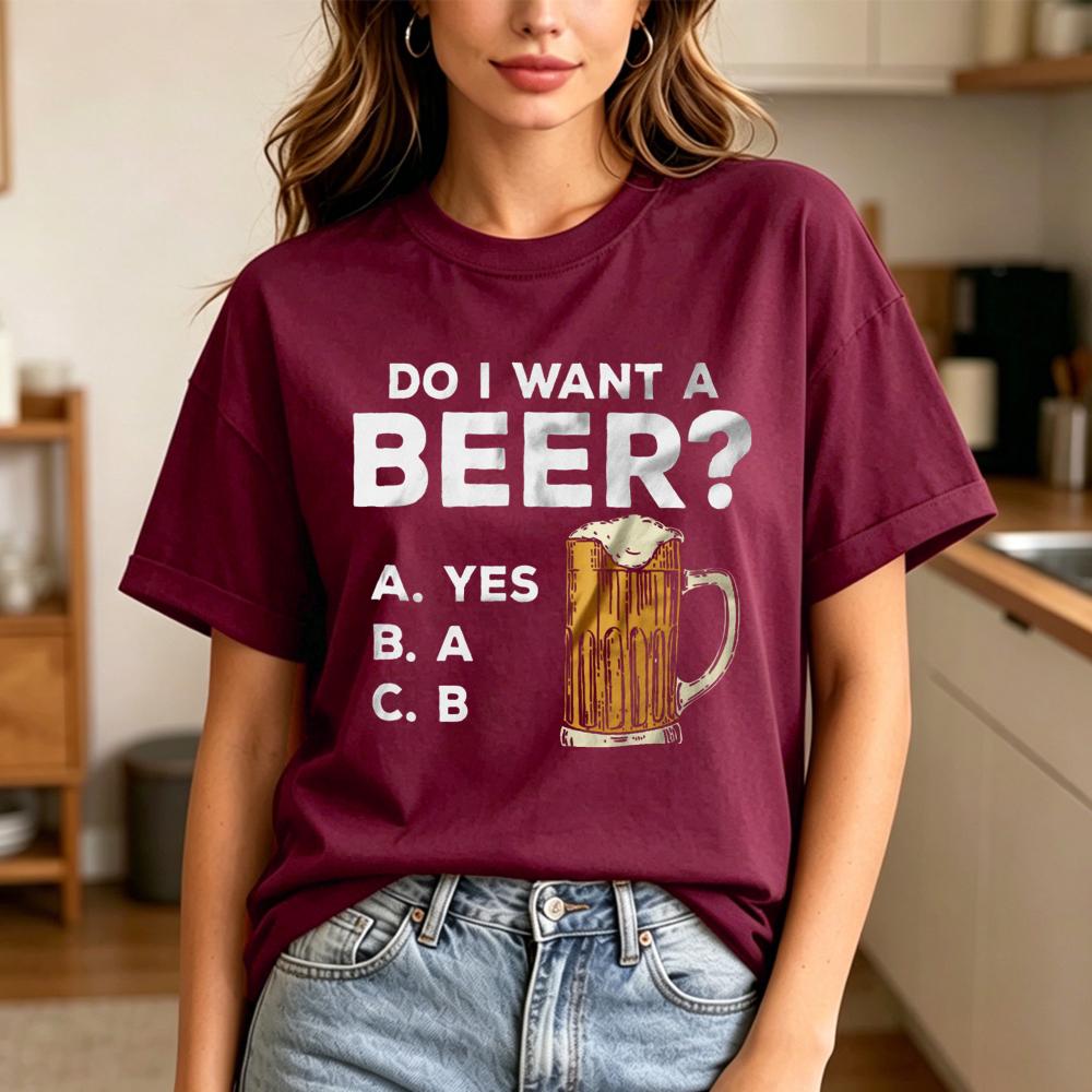 Beer Question Graphic Unisex Tshirt Cotton Short Sleeve Casual Summer Top Fashion Harajuku Aesthetic Unisex Tee For Party Gift
