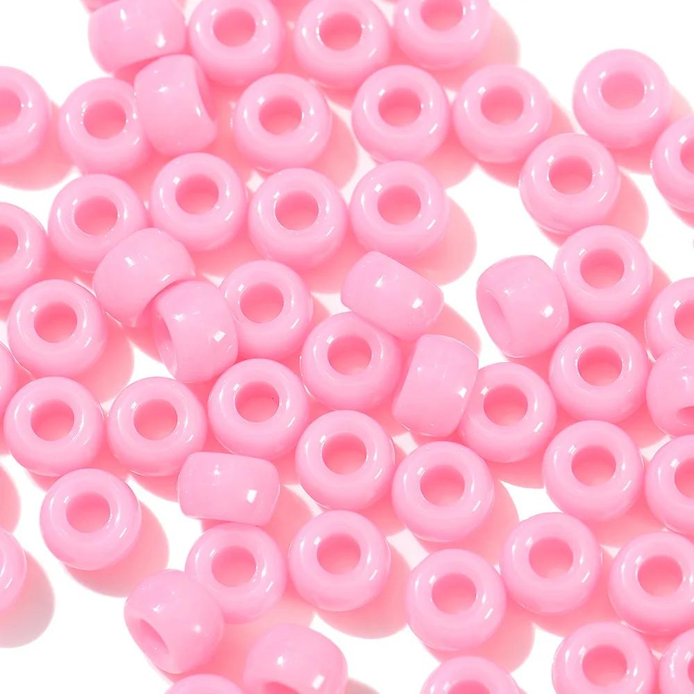 TX40 100Pcs 9mm Colors Minimalist Multicolor Rotundity Acrylic Big Hole Spacer Beads DIY Craft Kid Necklace Bracelets Accessory