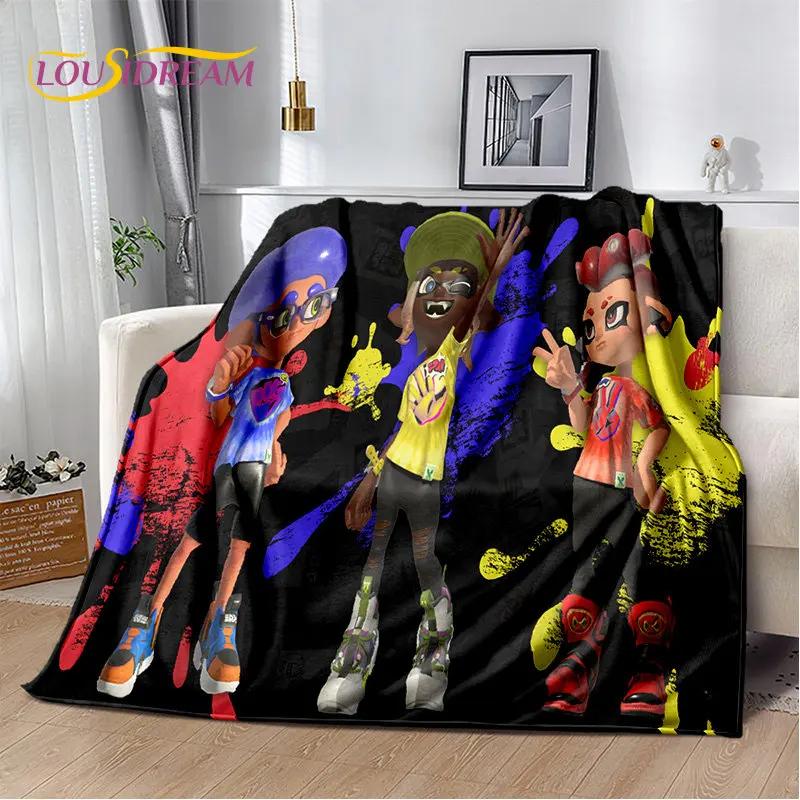 Oyunlar, Splatoon, Karikatür Yumuşak Peluş Battaniye, Flanel Battaniye Oturma Odası Yatak Odası Yatak Kanepe Piknik Örtüsü için Battaniye Atmak Bettdecke