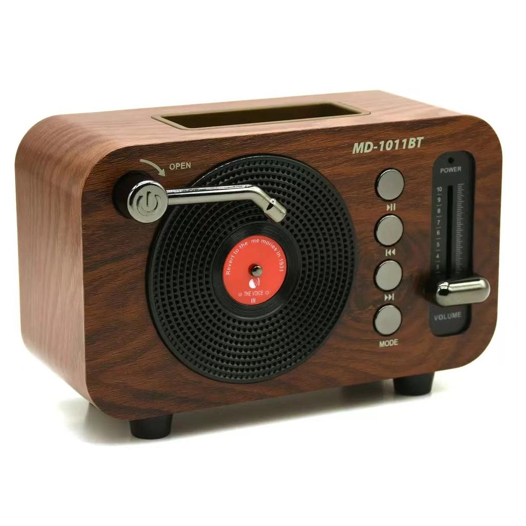 Classic Vintage Bluetooth Speaker Portable Wood Grain Soundbar Subwoofer Wireless Retro Music Player Support TF Card USB AUX FM