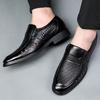 Mens Genuine Leather Breathable Dress Sandals Slip-On Business Casual Shoes With Rubber Sole