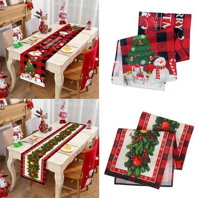 Christmas Linen Table Runner Merry Cristmas Decoration for Home 2024 Table Runner Xmas Ornament Navidad Natal New Year Gift 2025