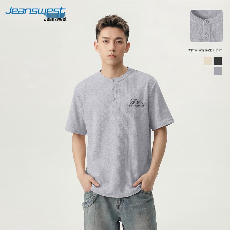 Jeanswest Men s Printed Henley Short Sleeve T-Shirt 3XL