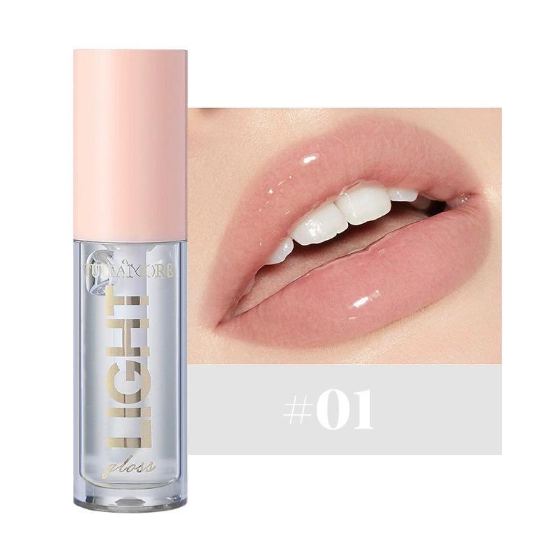 Moisturizing Candy Lip Glaze Mirror Pearl Nude Lip Gloss 12 Colors Nude Lip Oil 01#