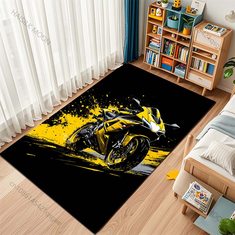 Motorcycle Racing Art Pattern Carpet for Living Room Bedroom Sofa Creative Doormat Home Decor Area Rug Non-slip Mat