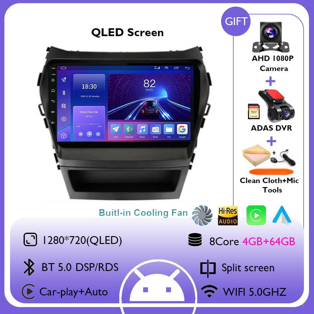 For Hyundai Santa Fe 3 2013 - 2016 Carplay Auto 4G+WIFI GPS Car Radio Navigation Multimedia Video Player Stereo BT Android 14