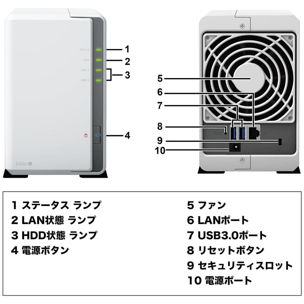 Synology NAS Kit DS223j 2-Bay with Quad-Core CPU and 1GB Memory - Ideal for Light Users - Distributed by Fieldlake, a Domestic Authorized Distributor