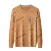 Men's Casual Light Jacquard Knitted Pullover Sweater - Long Sleeve, Round Neck (Autumn/Spring)