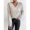 Autumn Winter Niche V-neck Cross Pullover Long Sleeved T-Shirts Women’s