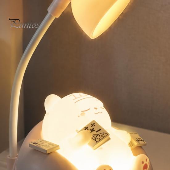 Small Bedside Lamp for Toddlers Sleeping Cat Night Light Kids, Rechargeable LED Nursery Lamp, Soft Eye Protection Adjustable Brightness Touch Bedroom