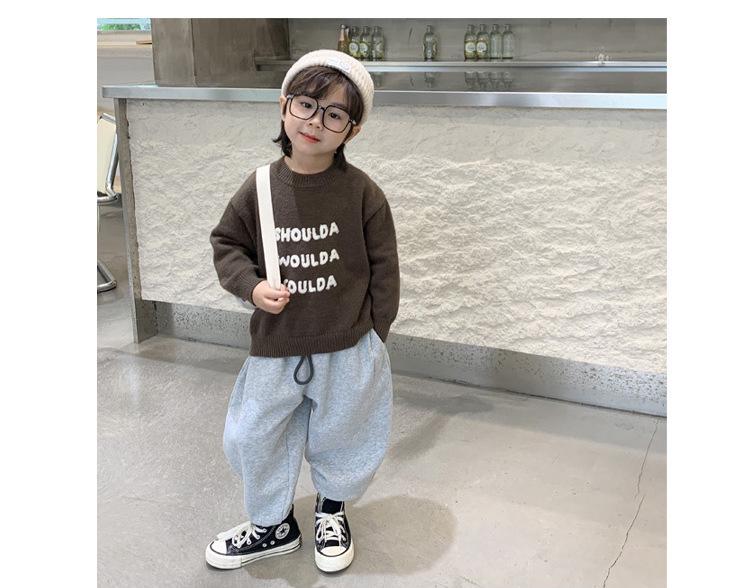 Korean Style Kids' Round Neck Sweater – 2025 Autumn/Winter Knit Pullover for Boys