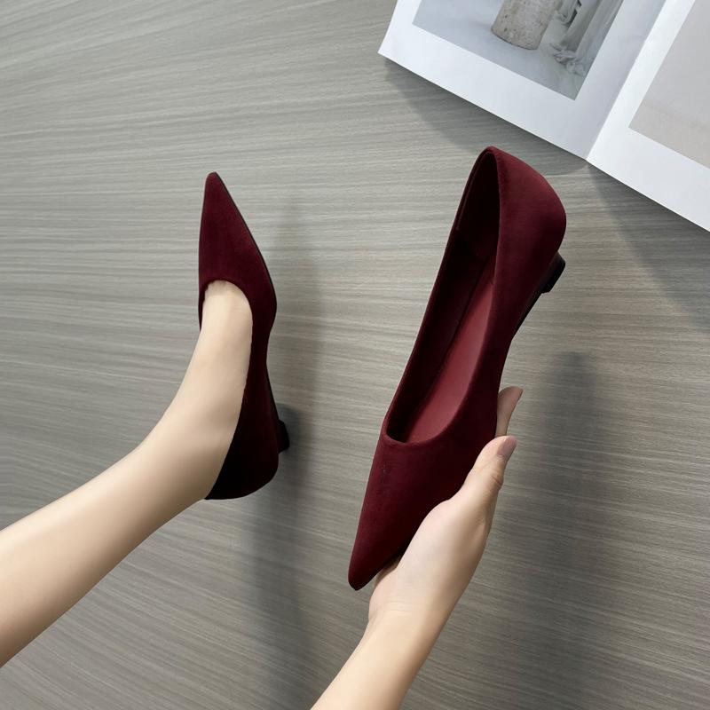 Spring Autumn Fashion Women High Heels Luxury Velvet Shallow Pumps Wedding Party Pointed Toe Single Shoe