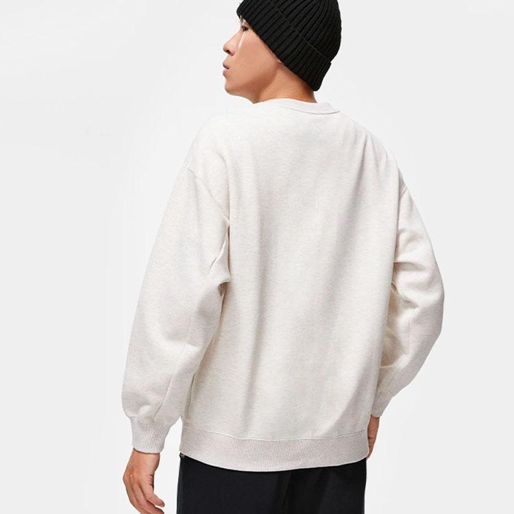 Li Ning Badfive Letter Pullover Sweatshirt Men Sweatshirts Flower-Gray Tile-Gray AWDT463-4