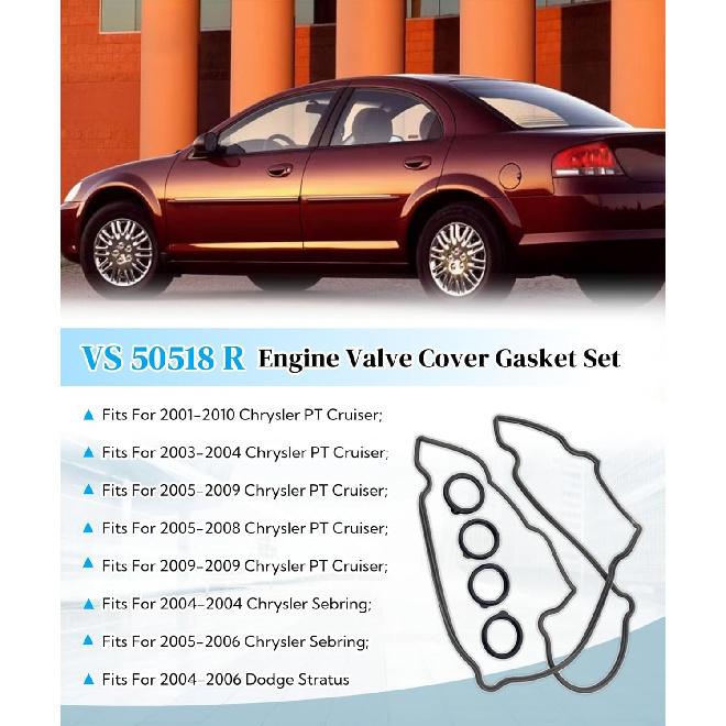 VS 50518 R Engine Valve Cover Gasket Seal Set Fits for Chrysler PT Cruiser 2001-2010,Valve Cap Gaskets Fits for Chrysler Sebring 2004-2006 Fits for