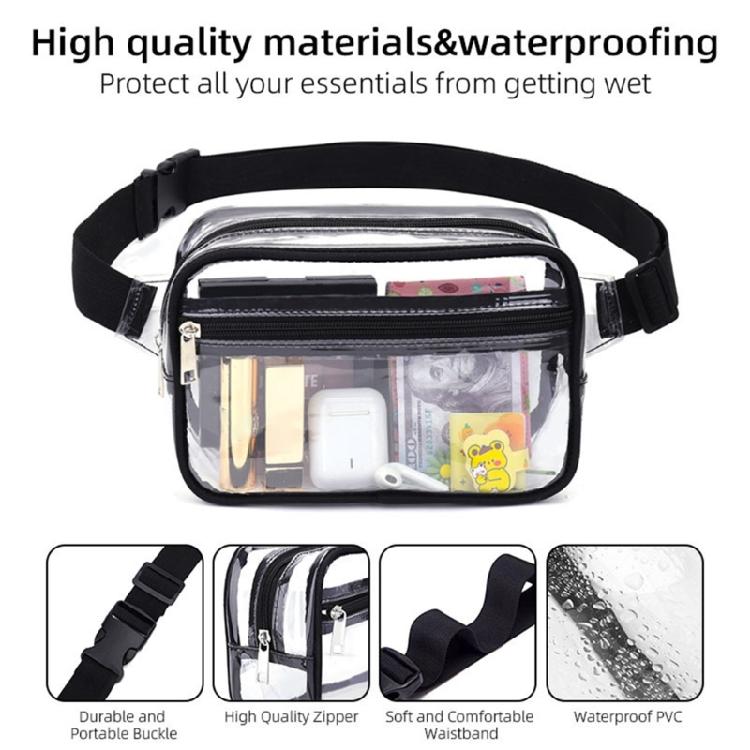 Transparent Chest Bag Crossbody Purse Belt Bag for Sports, Travel, Beach, Event