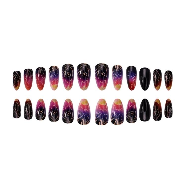 

24pcs Reusable Press On Nail Artificial Lines Flexible Sizing Comfortable Fit Social Event 1